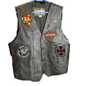 Leather Track Vest Men's small Motorcycle Moto Rocker biker Western Rodeo Small